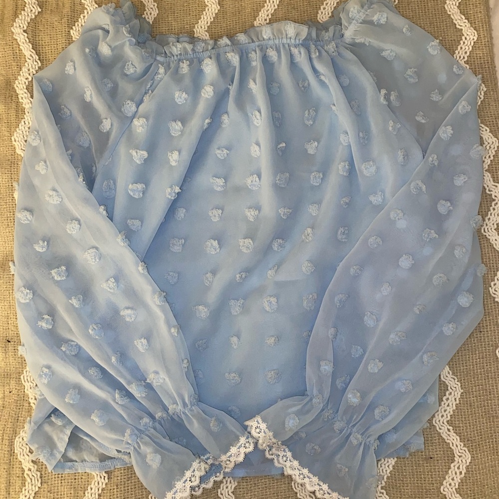 Blue Off-the-Shoulder Blouse